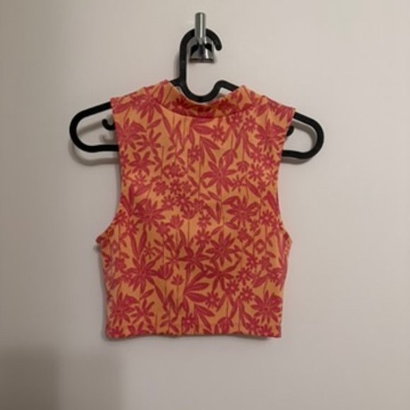 Zara pink and orange floral crop top two piece matching set - Picture 6 of 8